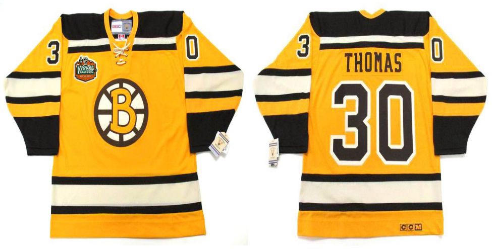 2019 Men Boston Bruins #30 Thomas Yellow CCM NHL jerseys->women nfl jersey->Women Jersey
